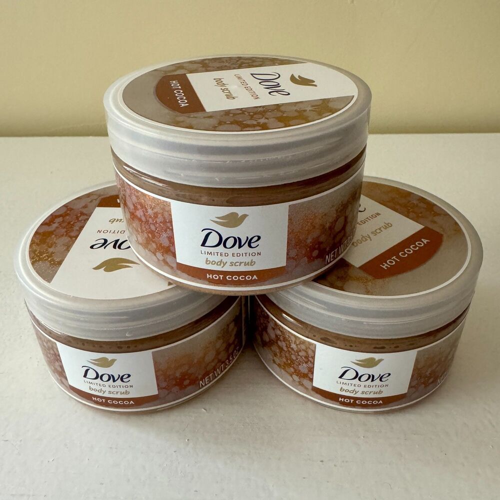 Dove Hot Cocoa Body Scrub Limited Edition Set of 3 New
